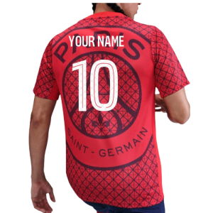 2025-2026 PSG Academy Pro Away Pre Match Shirt (Red) (Your Name)