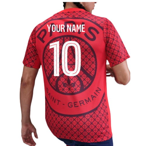 2025-2026 PSG Academy Pro Away Pre Match Shirt (Red) (Your Name)