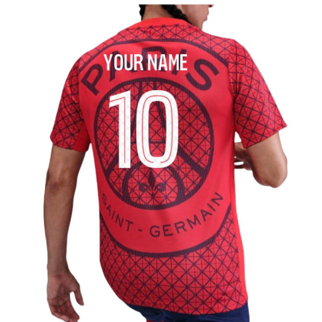 2025-2026 PSG Academy Pro Away Pre Match Shirt (Red) (Your Name)