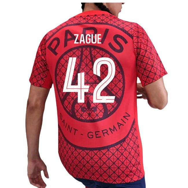 2025-2026 PSG Academy Pro Away Pre Match Shirt (Red) (Zague 42)