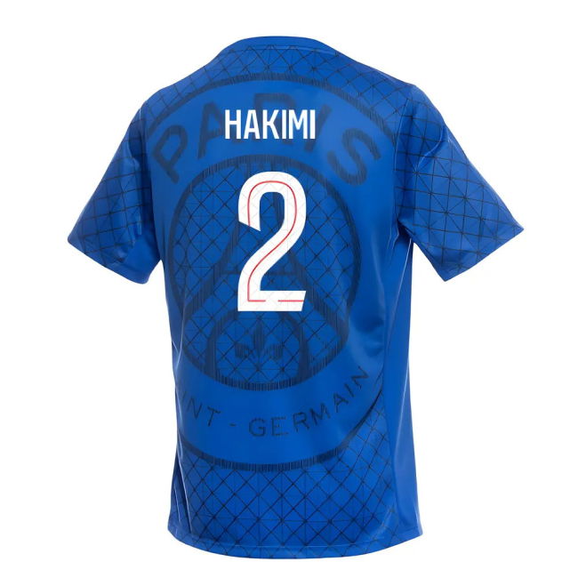 2025-2026 PSG Academy Pro Home Pre Match Shirt (Royal) (Hakimi 2)