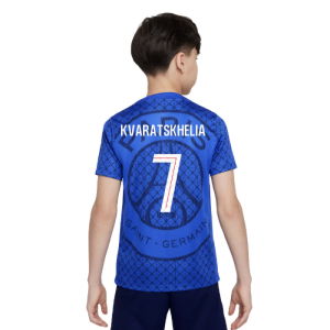 2025-2026 PSG Academy Pro Home Pre Match Shirt (Royal) - Kids (Kvaratskhelia 7)
