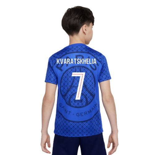 2025-2026 PSG Academy Pro Home Pre Match Shirt (Royal) - Kids (Kvaratskhelia 7)