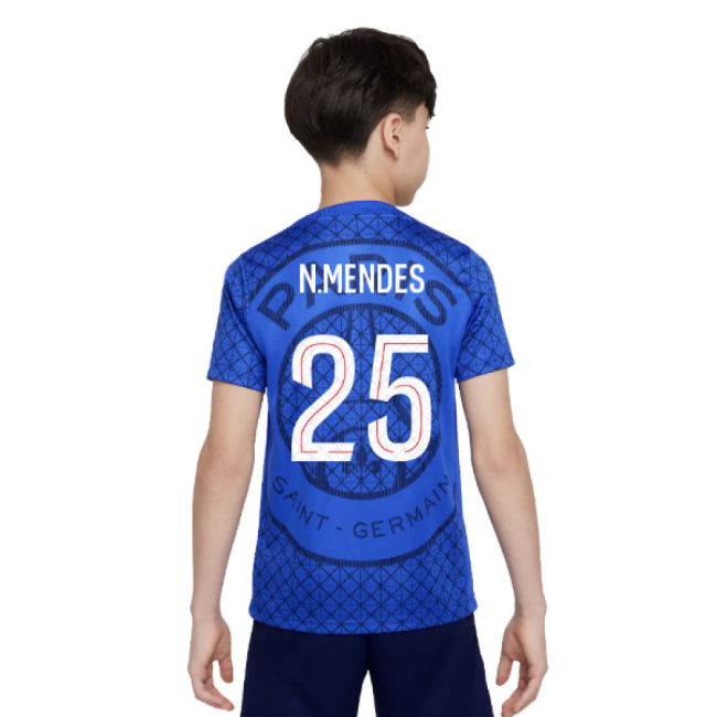 2025-2026 PSG Academy Pro Home Pre Match Shirt (Royal) - Kids (N.Mendes 25)