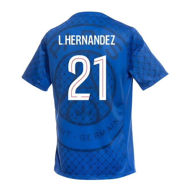 2025-2026 PSG Academy Pro Home Pre Match Shirt (Royal) (L.Hernandez 21)
