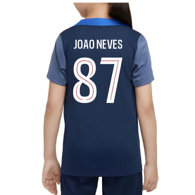 2025-2026 PSG Dri-Fit Strike Training Shirt (Navy) - Kids (Joao Neves 87)