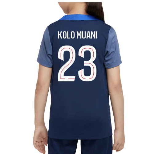 2025-2026 PSG Dri-Fit Strike Training Shirt (Navy) - Kids (Kolo Muani 23)