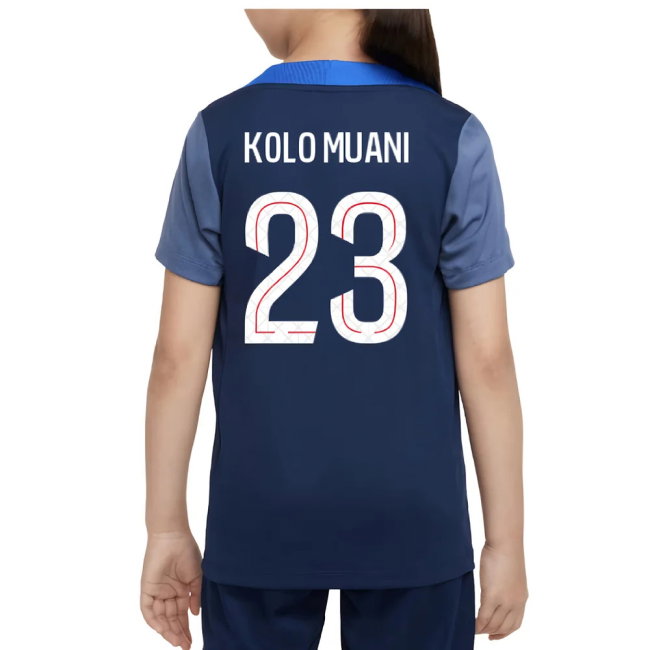 2025-2026 PSG Dri-Fit Strike Training Shirt (Navy) - Kids (Kolo Muani 23)