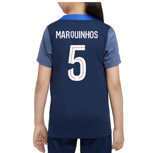 2025-2026 PSG Dri-Fit Strike Training Shirt (Navy) - Kids (Marquinhos 5)