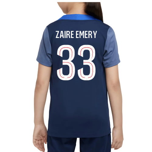 2025-2026 PSG Dri-Fit Strike Training Shirt (Navy) - Kids (Zaire Emery 33)