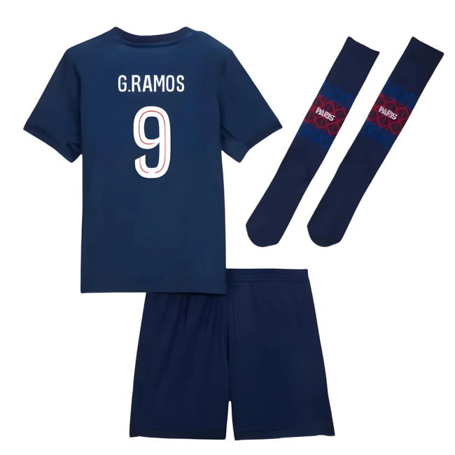 2025-2026 PSG Home Little Kids Mini Kit (G.Ramos 9)