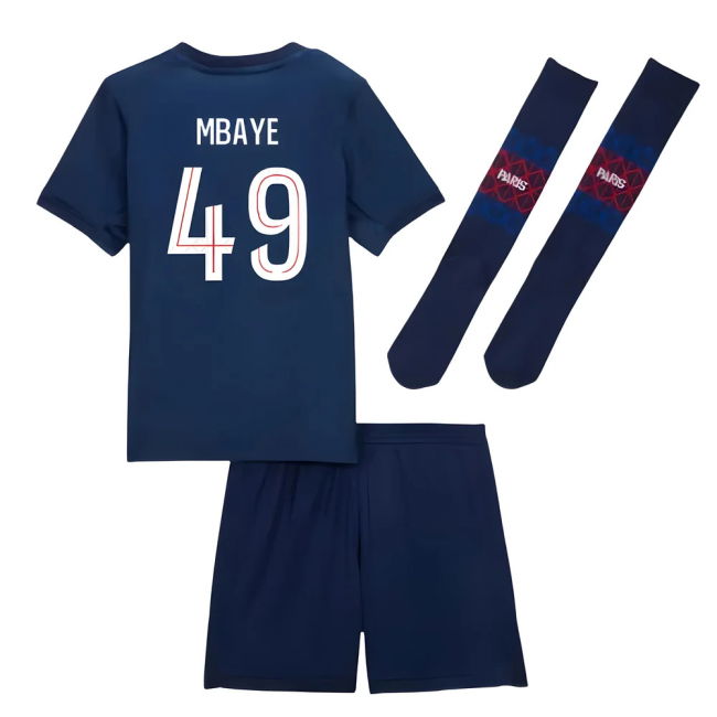 2025-2026 PSG Home Little Kids Mini Kit (Mbaye 49)