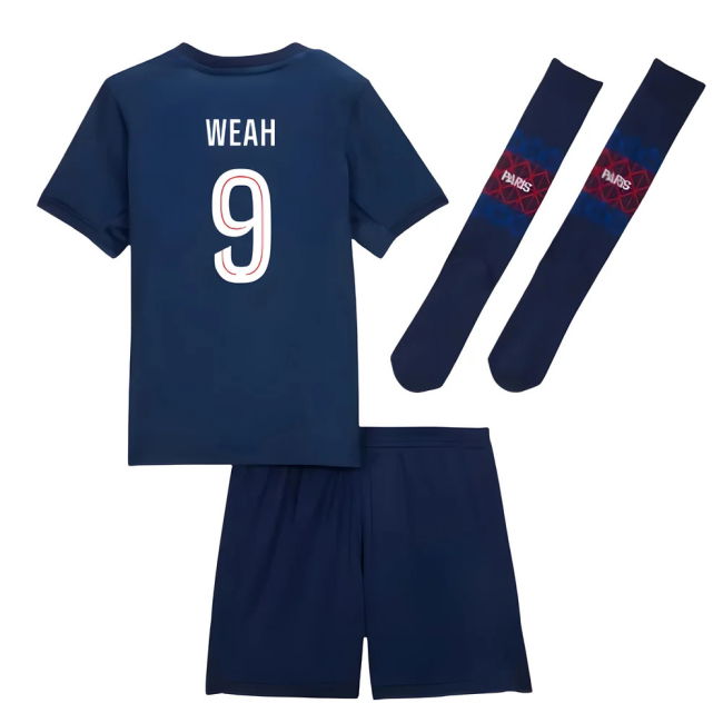 2025-2026 PSG Home Little Kids Mini Kit (Weah 9)