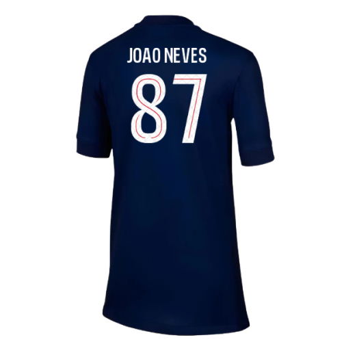 2025-2026 PSG Paris Saint Germain Home Shirt (Kids) (Joao Neves 87)