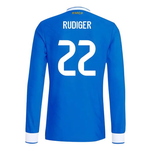 2025-2026 Real Madrid Authentic Long Sleeve Third Shirt (Rudiger 22)