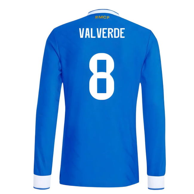 2025-2026 Real Madrid Authentic Long Sleeve Third Shirt (Valverde 8)