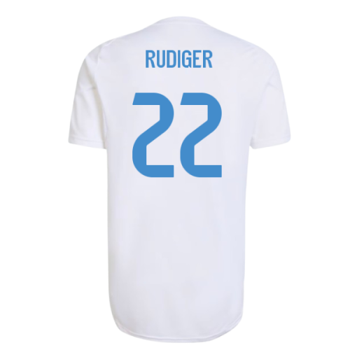 2025-2026 Real Madrid EU Training Jersey (White) (Rudiger 22)  2025-2026 Real Madrid EU Training Jersey (White) (Rudiger 22)