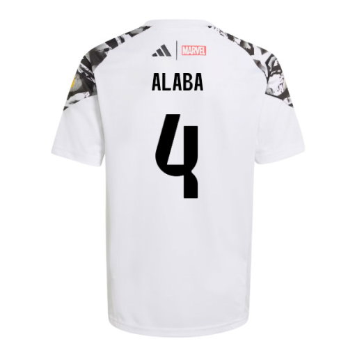2025-2026 Real Madrid Marvel Avengers Training Shirt (White) - Kids (Alaba 4)