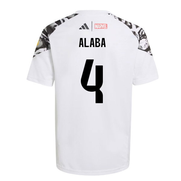 2025-2026 Real Madrid Marvel Avengers Training Shirt (White) - Kids (Alaba 4)