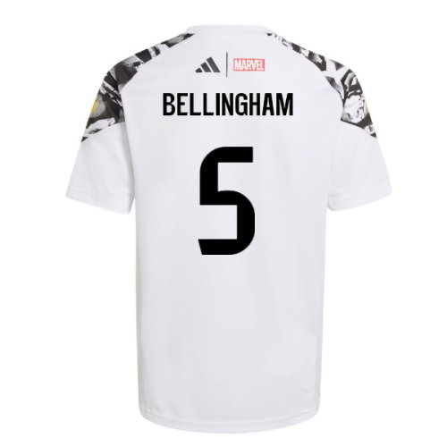 2025-2026 Real Madrid Marvel Avengers Training Shirt (White) - Kids (Bellingham 5)
