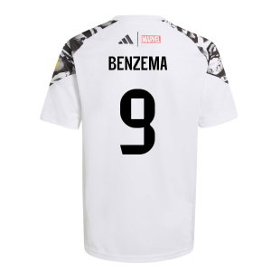 2025-2026 Real Madrid Marvel Avengers Training Shirt (White) - Kids (Benzema 9)