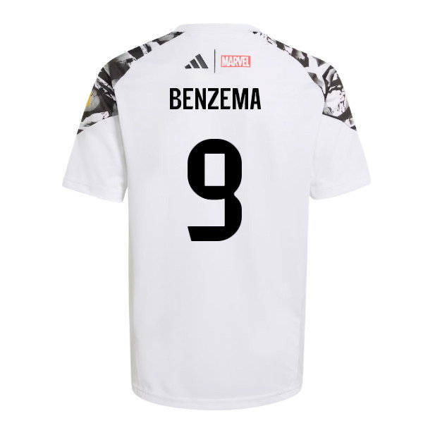 2025-2026 Real Madrid Marvel Avengers Training Shirt (White) - Kids (Benzema 9)