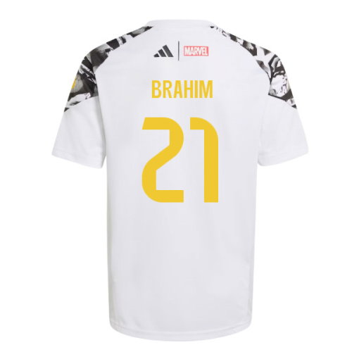 2025-2026 Real Madrid Marvel Avengers Training Shirt (White) - Kids (Brahim 21)