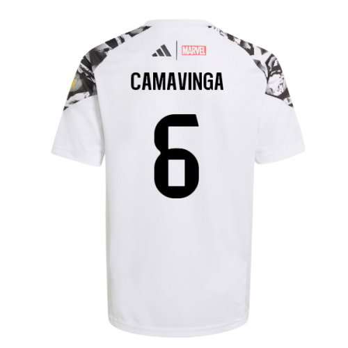 2025-2026 Real Madrid Marvel Avengers Training Shirt (White) - Kids (Camavinga 6)