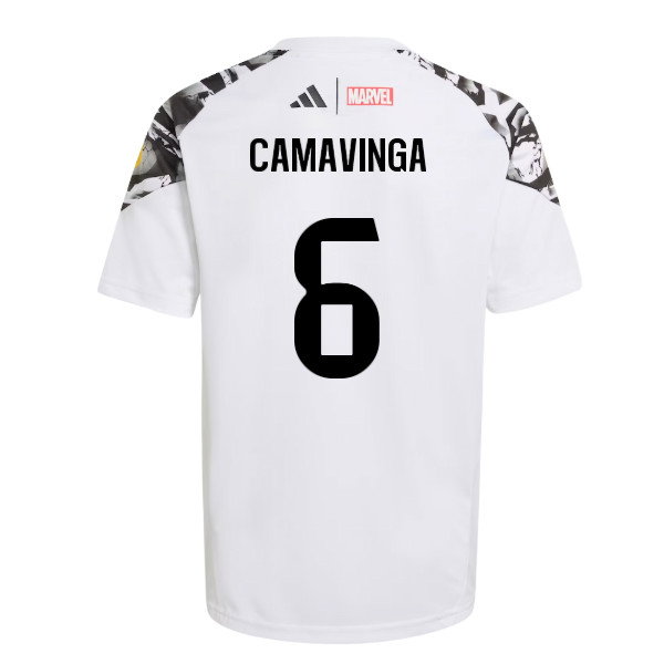 2025-2026 Real Madrid Marvel Avengers Training Shirt (White) - Kids (Camavinga 6)