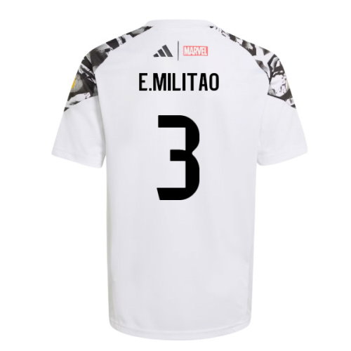 2025-2026 Real Madrid Marvel Avengers Training Shirt (White) - Kids (E.Militao 3)