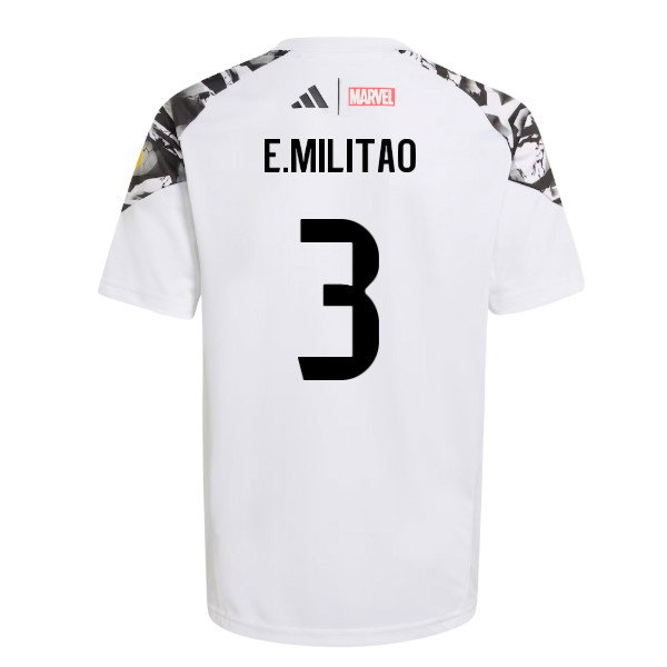 2025-2026 Real Madrid Marvel Avengers Training Shirt (White) - Kids (E.Militao 3)