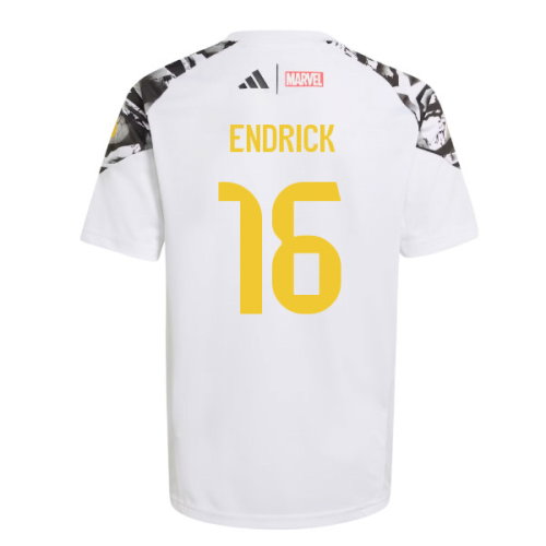 2025-2026 Real Madrid Marvel Avengers Training Shirt (White) - Kids (Endrick 16)