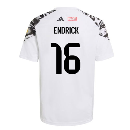 2025-2026 Real Madrid Marvel Avengers Training Shirt (White) - Kids (Endrick 16)