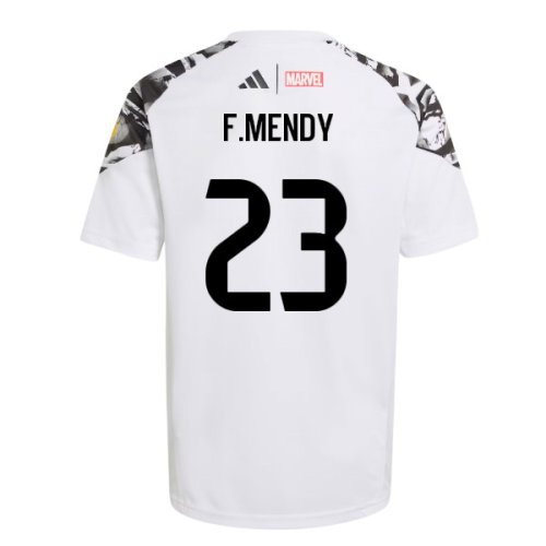 2025-2026 Real Madrid Marvel Avengers Training Shirt (White) - Kids (F.Mendy 23)