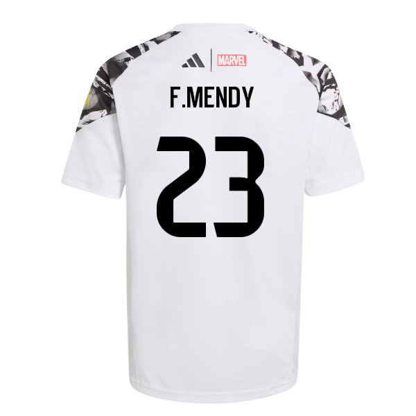 2025-2026 Real Madrid Marvel Avengers Training Shirt (White) - Kids (F.Mendy 23)
