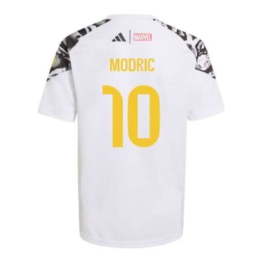 2025-2026 Real Madrid Marvel Avengers Training Shirt (White) - Kids (Modric 10)