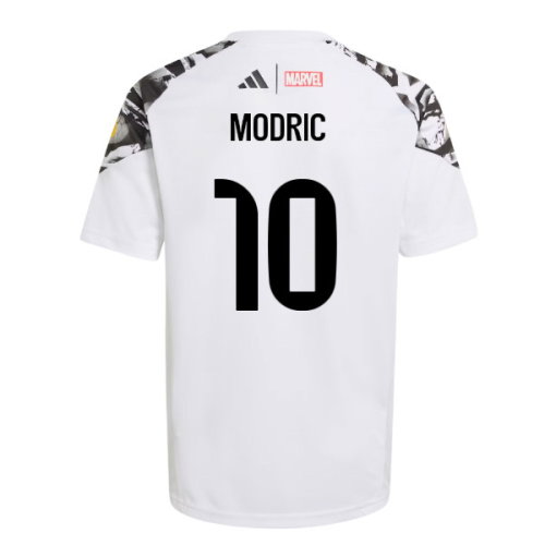 2025-2026 Real Madrid Marvel Avengers Training Shirt (White) - Kids (Modric 10)