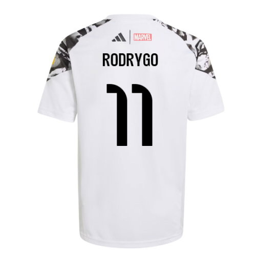 2025-2026 Real Madrid Marvel Avengers Training Shirt (White) - Kids (Rodrygo 11)