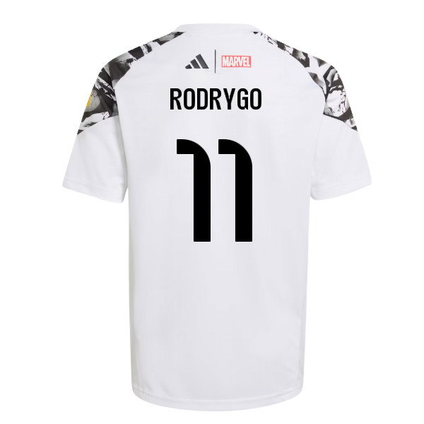 2025-2026 Real Madrid Marvel Avengers Training Shirt (White) - Kids (Rodrygo 11)