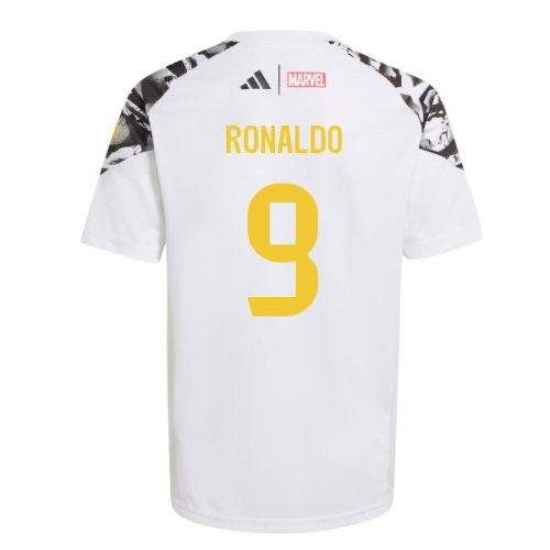 2025-2026 Real Madrid Marvel Avengers Training Shirt (White) - Kids (Ronaldo 9)