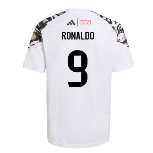 2025-2026 Real Madrid Marvel Avengers Training Shirt (White) - Kids (Ronaldo 9)
