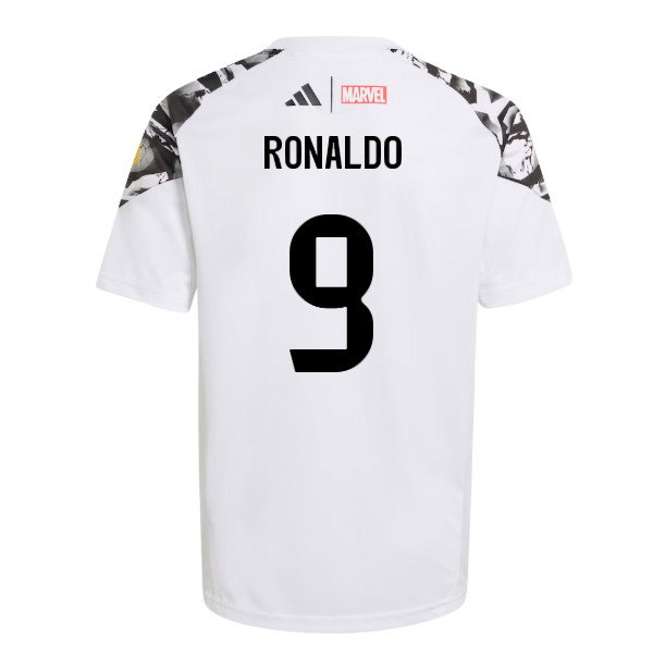 2025-2026 Real Madrid Marvel Avengers Training Shirt (White) - Kids (Ronaldo 9)