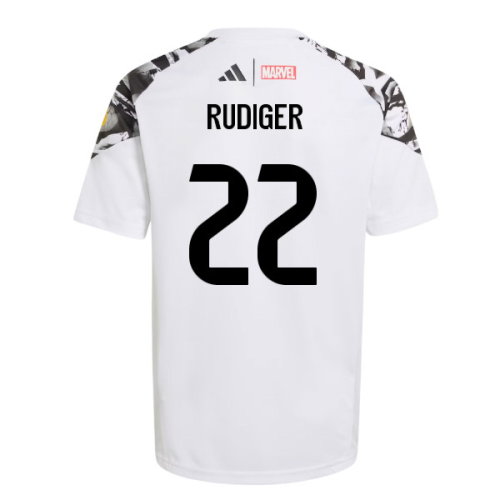 2025-2026 Real Madrid Marvel Avengers Training Shirt (White) - Kids (Rudiger 22)