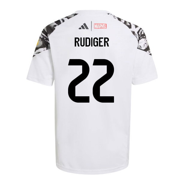 2025-2026 Real Madrid Marvel Avengers Training Shirt (White) - Kids (Rudiger 22)