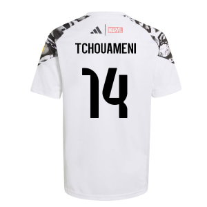 2025-2026 Real Madrid Marvel Avengers Training Shirt (White) - Kids (Tchouameni 14)