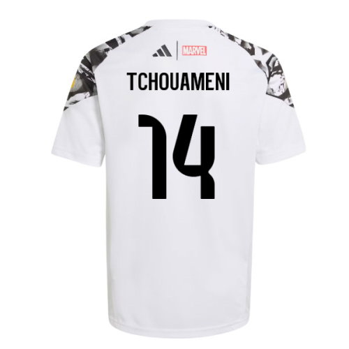 2025-2026 Real Madrid Marvel Avengers Training Shirt (White) - Kids (Tchouameni 14)