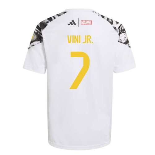 2025-2026 Real Madrid Marvel Avengers Training Shirt (White) - Kids (Vini Jr. 7)