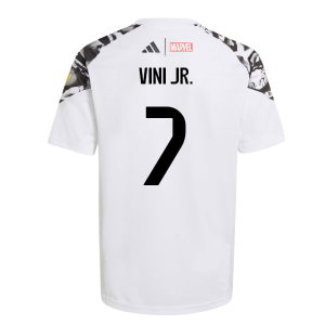 2025-2026 Real Madrid Marvel Avengers Training Shirt (White) - Kids (Vini Jr. 7)