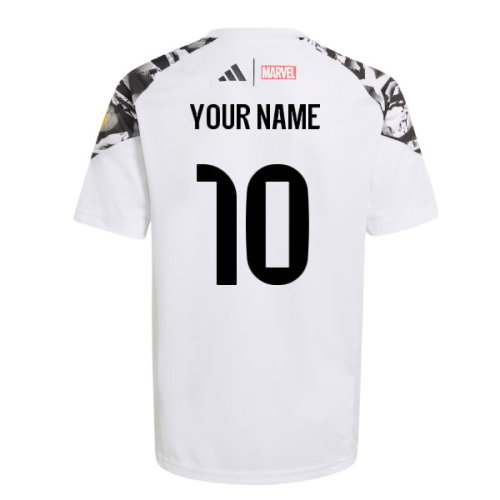 2025-2026 Real Madrid Marvel Avengers Training Shirt (White) - Kids (Your Name)