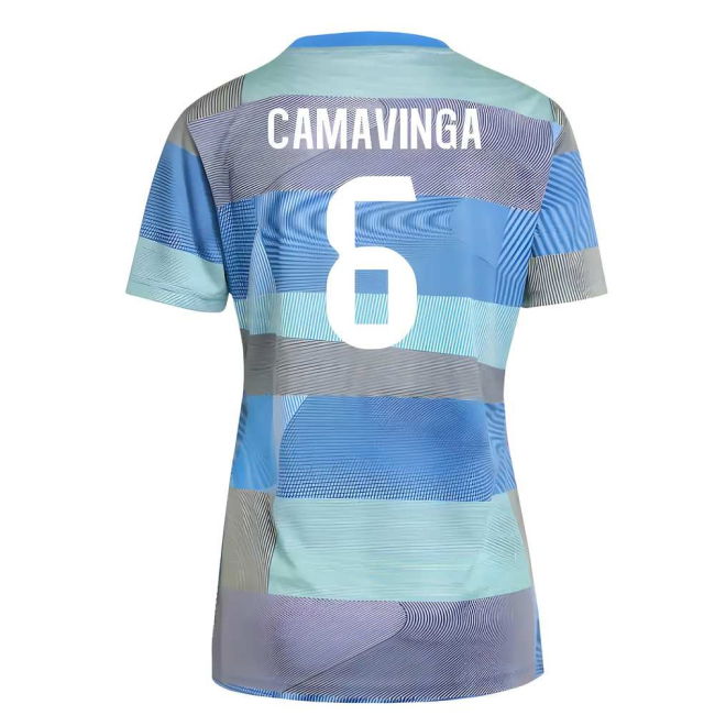 2025-2026 Real Madrid Pre-Match Shirt (Bluebird) - Womens (Camavinga 6)